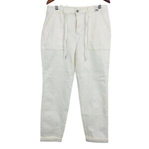 Judy Blue Women High Waist White Pants Size 13 31 Cuff Joggers Heather NWT New